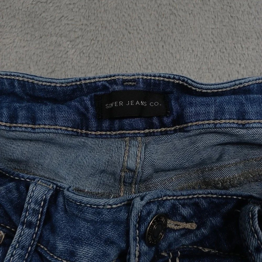 Silver Jeans Jeans Womens 31 Blue Denim Straight Pockets Distressed Modern‎